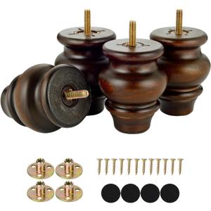 Michanco 3 Inch Furniture Feet Wood Bun Feet Set of 4 Ottoman Couch Sofa Replacement Legs