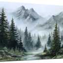 Tarfupth Large Misty Forest Wall Art for Living Room Green Nature Mountain Landscape Canvas Artwork with Trees and River Nature Art for Bedroom Office Home Decor 20x40 Inch, 20L" x 40W"