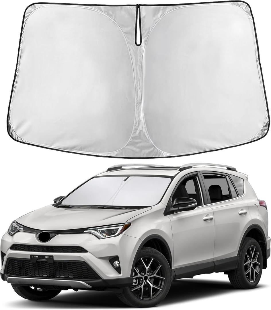 EcoNour Windshield Sunshade Compatible for Toyota RAV4 2013-2016 2017 2018, LE, XLE, Premium, XSE, Limited, SE, TRD Off-Road, Sun Visor for Front Window Sun Shade Cover, Car Accessories