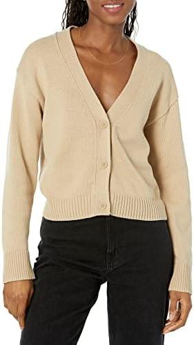 Amazon Essentials Women's Relaxed Fit V-Neck Cropped Cardigan, Size L