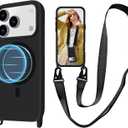 for iPhone 17 Pro Max Case with Lanyard Compatible with MagSafe Silicone, Crossbody Phone Case with Neck Strap Adjustable, Magnetic Phone Cover for iPhone 17 Pro Max 6.9'' Black