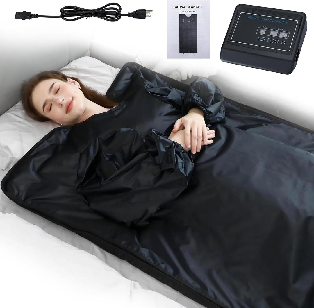 Lcoco&Dream Portable Sauna Blanket, Dual Sided Temperature ControlRelaxation and Detox Washable & Foldable with Carrying Bag and Remote Control, 90-180, 30-90 Minutes Timer, (6 x 3) FT