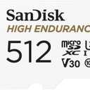 SANDISK 512GB High Endurance Video microSDXC Card with Adapter for Dash Cam and Home Monitoring Systems - C10, U3, V30, 4K UHD, Micro SD Card - SDSQQNR-512G-GN6IA