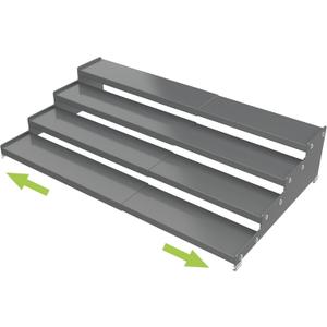 Expandable 4-Tier Step Spice Rack Organizer for Kitchen Cabinet Modern Design and Non Skid Space Saving Storage Shelf for Countertop Cabinets Pantry (1Pack/Gun-Grey)
