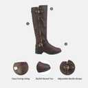 DREAM PAIRS Women's Knee High Boots Wide Calf Low Heel Riding Boots Fall Tall Boots for Women (9.5, Brown)