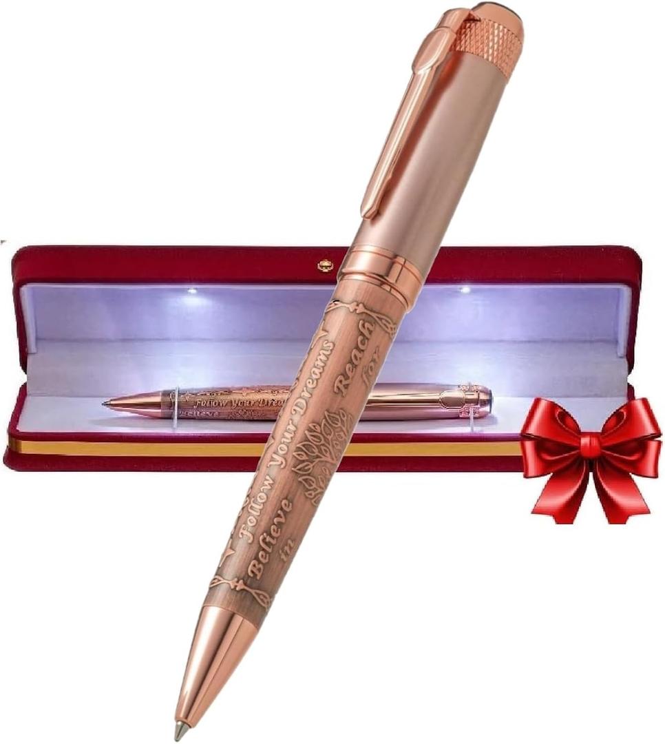 S&R Somit Fancy Pen with Gift Box - Luxury Pen for Women Valuable Business, Office, Executive Gift for Family & Friends Special Engraving & Led Decorative Box (GOLDEN ROSE)