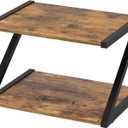 YATINEY Desktop Printer Stand, 2-Tier Printer Table with Storage Shelf, Under Desk Printer Stand for Office, Open Organizer Shelf, Easy Assembly, Rustic Brown PS02BR