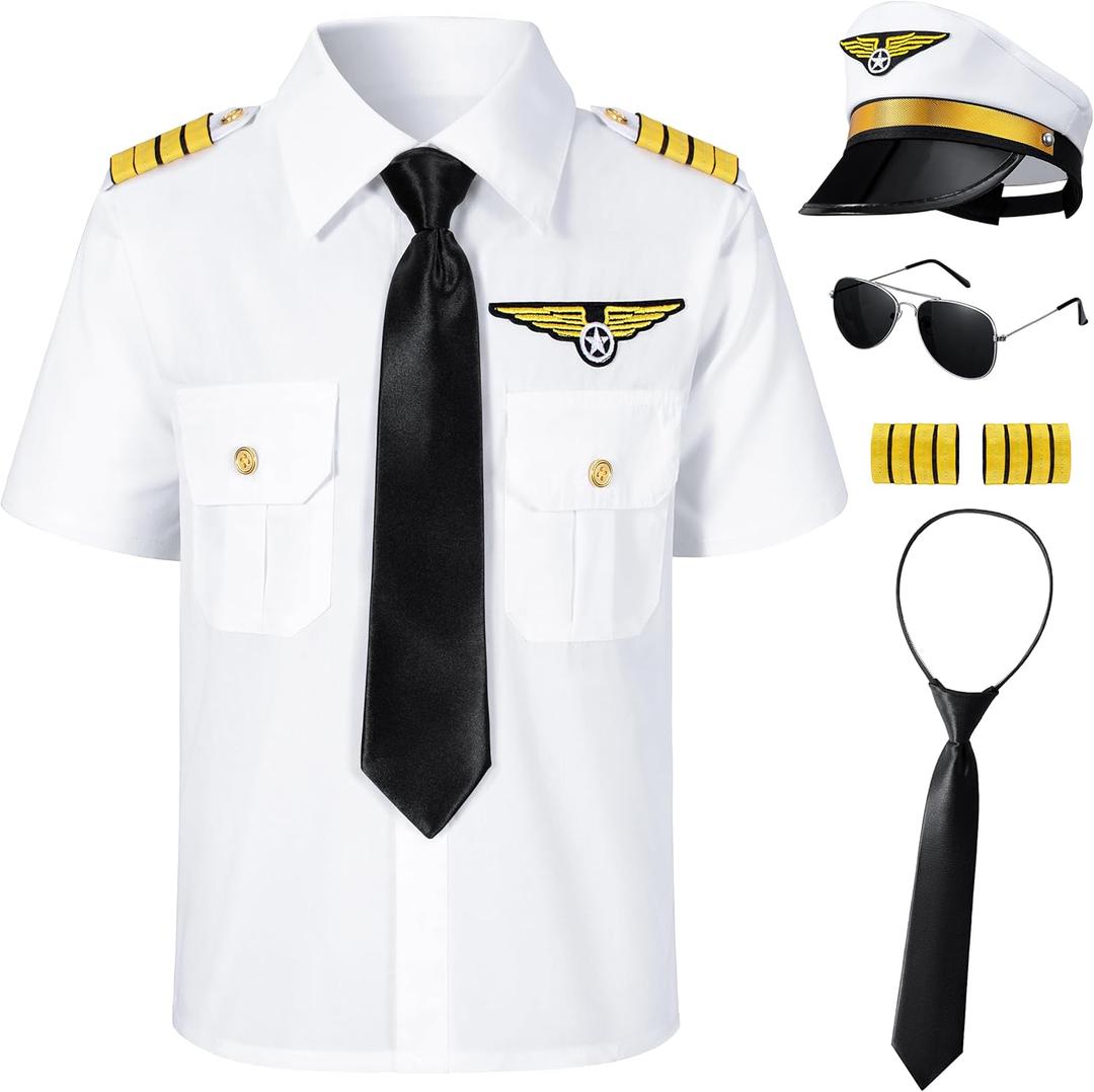 Yoroka Kids Pilot Costume Airline Captain Pilot Uniform with Accessories (11-12 Years)
