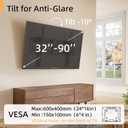 IWORKBOARD 55 65 75 85 inch Tilting TV Wall Mount for 32-90 '' TVs, Low Profile TV Mount Bracket, Safe Lock & Quick Release, Max VESA 600x400mm, 24 inch Studs,132 lbs, Fit Most 55+ 75+ 85+ 86 TVs