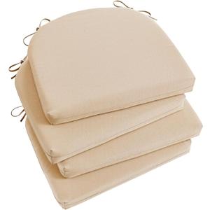 Basic Beyond Outdoor Chair Cushions Set of 4, Outdoor Cushions for Patio Furniture, Water Resistant Patio Chair Cushions with 2 Ties, 17x16x2, Beige