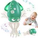AOTIBO Baby Dancing Octopus Toy for 1 2 3 4 5 Year Old Boy Girl, Baby Tummy Time Electric Crawling Octopus Toys 12-18 Months, Dancing Squid Toy for Walking Toddlers, Kids 1st Birthday Gifts, Green