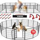 VISCOO Dog Playpen Outdoor, 16 Panels 32" H Dog Pen Indoor, Metal Dog Fence Outdoor, Pet Fence for Large/Medium/Small Dogs, Indoor Puppy Playpen, Foldable Heavy Duty Exercise Pen for RV,Camping,Yard