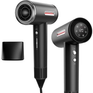 LESCOLTON Hair Dryer, Ionic Hair Dryer 110,000 RPM Brushless Motor 1400W Powerful High Speed, Diffuser & LCD Display, 3 Speeds for Fast Drying, Low Noise, Lightweight, Self Clean (Black)