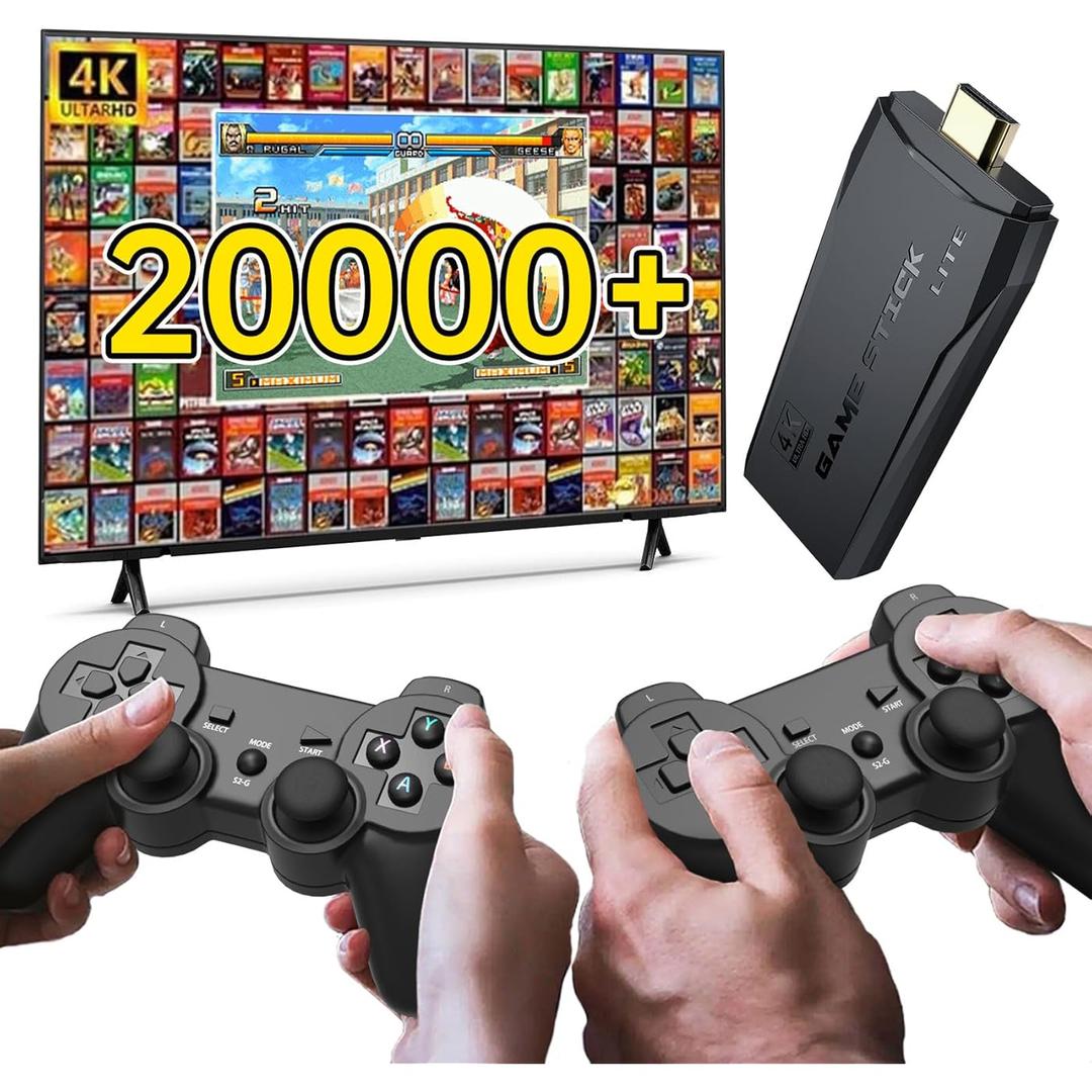 Aotkk Retro Gaming Console: Retro Game Stick, Wireless Game Stick, Game Stick 4k,20000+ Retro Games, TV-Connectable Game Console(64GB)