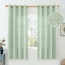 Sage Green Linen Curtains for Bedroom 63 Inch Length 2 Panels, Sheer Curtains Light Filtering Non See Through Grommet Spring Decor Farmhouse Curtains for Living Room, 52 Inch Wide