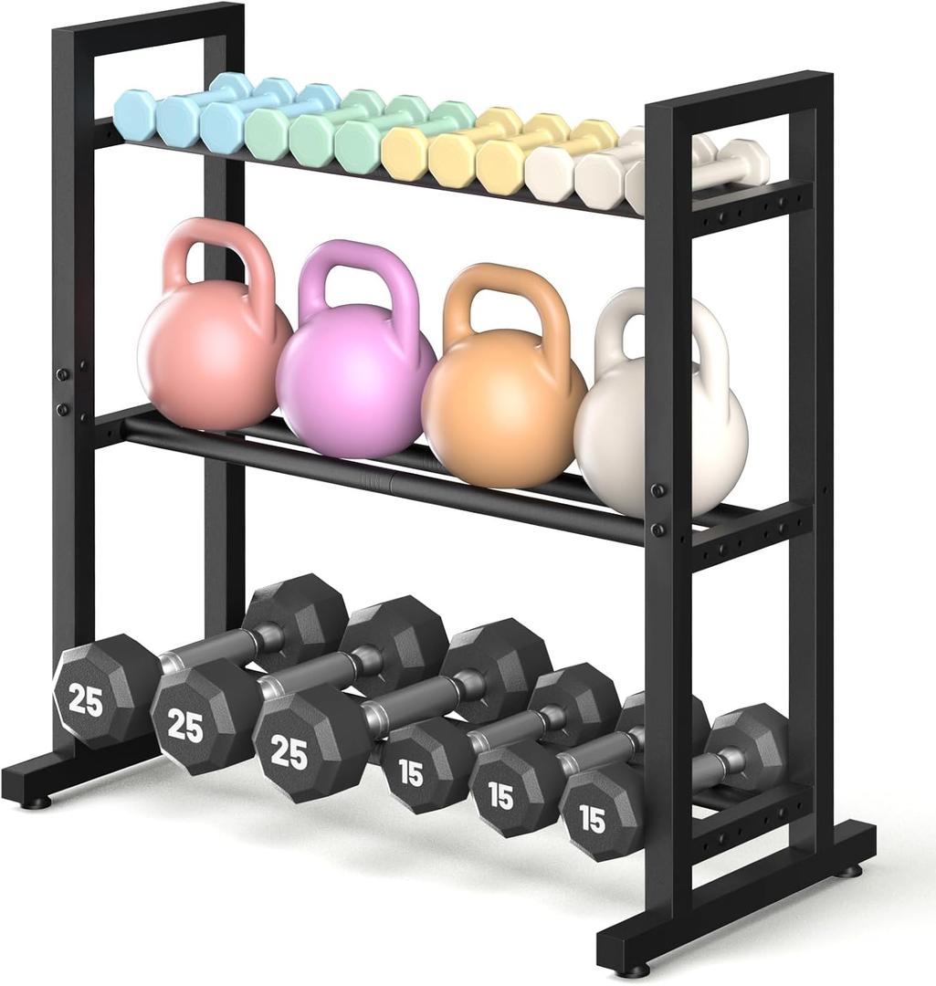 Dumbbell Rack Weight Rack Dumbbell Rack Stand Only 3 Tier Weight Storage Racks Adjustable Width Weight Storage Organizer for Home Gym Up to 450 lb Capacity (Dumbbells Not Included)
