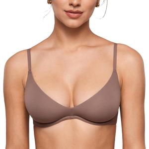 INLYRIC Women's Inbarely Plus Plunge Bra - Unlined Underwire Sexy Demi Balconette Bras (36B, Brown Purple)