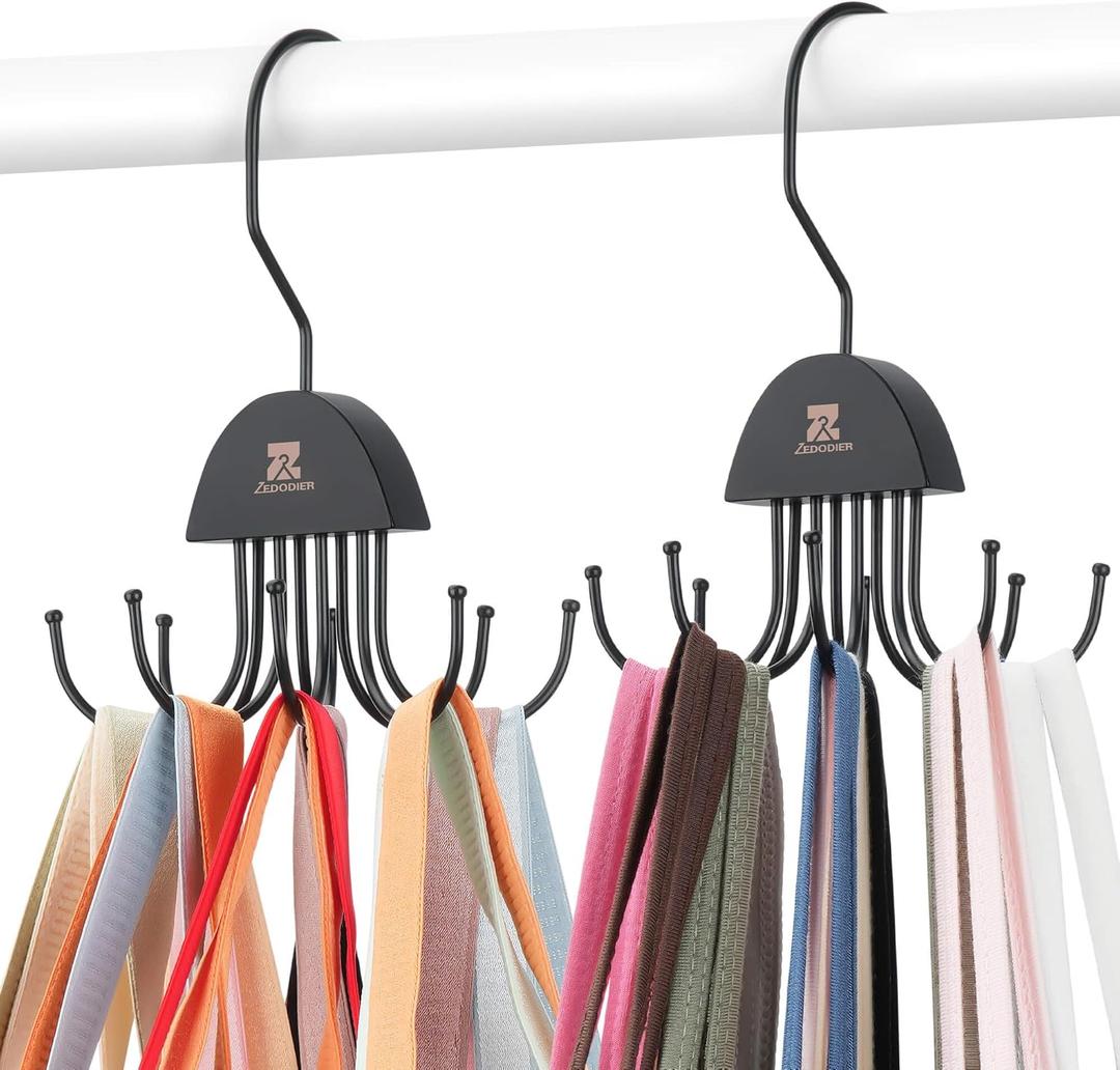 ZEDODIER 2 Pack Tank Top Hanger, Rotatable Bra Organzier for Closet, Max 48 Storage Capacity Sport Bra Holder, Space Saving Closet Organizers and Storage, Black