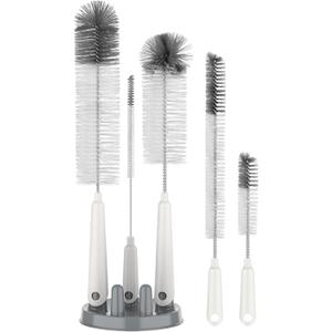 MR.SIGA 5 Pack Bottle Brush Cleaning Set with Storage Holder, Cleaning Brushes for Long Narrow Neck Bottles, Water Bottles, Baby Bottles, Tumblers, Drinking Glasses, Strews