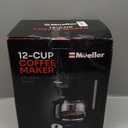 Mueller 12-Cup Drip Coffee Maker - Borosilicate Carafe, Auto-Off, Reusable Filter, Anti-Drip, Keep-Warm Function, Clear Water Level Window Coffee Machine, Kitchen Essentials & Accessories (Black)