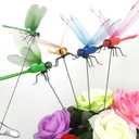 Artificial Dragonfly Pole Clips for Outdoors,Dragonfly Hat Clip,3D Dragonfly Garden Decorative Clips,Horticultural Dragonfly Decoration 12Pcs