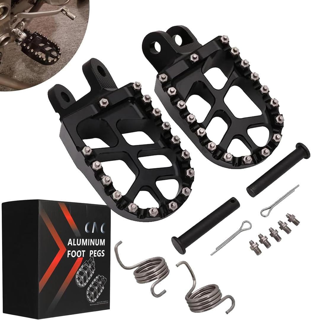 JFG RACING Dirt Bike Foot Pegs, Footpegs Pedal Rest for KLX250 06-20/KLX250S 09-14/KLR650 87-07/KLX300R 97-07 20/XR650L 92-21/XR600R 89-00/CRM250 CR85R CR85RB CR85R CR85RB KLX250R KLX650 CRF1000L-Black
