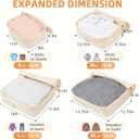 BAGAIL 4 Set/6 Set/8 Set Compression Packing Cubes Travel Accessories Expandable Packing Organizers (Square Mesh, 06-Beige)