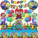CJML 1 Zhong Mario Birthday Party Supplies, 24 Cupcake Cake Toppers, 3 Packs