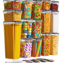 15 Pack Airtight Food Storage Containers with Lids, Kitchen Pantry Organizers and Storage, BPA-Free Plastic Food Canisters for Cereal, Flour, Sugar, Pasta, Dry Food, Include Labels & Marker