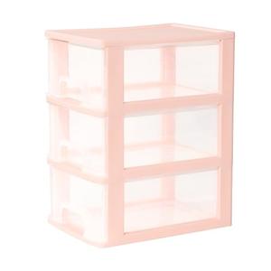 Gonice Desktop 3 Drawer Organzier, Pink Plastic Small Drawer Organizer, Desktop Organizer for Office Home and Bathroom