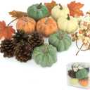 15 PCS Mini Pumpkin Decor - Plastic Pumpkins Fall Decor for Halloween Thanksgiving Artificial Pumpkins Fall Home Decor