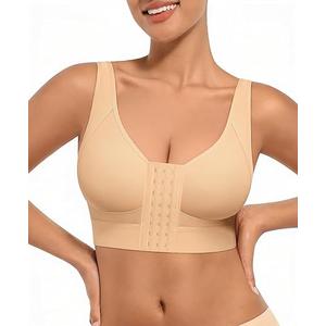 FeelinGirl Minimizer Bras Post Surgery Compression Front Closure Bra Wirefree Mastectomy with Adjustable Straps, XL
