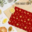 Giosve Red Christmas Reindeer Tree Kitchen Towels, Christmas Decorative Hand Towels for Bathroom, Vintage Rustic Winter Xmas Deer Tree Cactus Dish Tea Towel for Kitchen Decor, 16x24 Inch