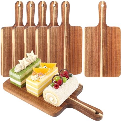 6 Pcs Cutting Board Bulk Thicken Blank Wood Boards Kitchen Chopping Platter with Handles Wooden Charcuterie Serving Trays for Laser Engraving Wedding Housewarming Gift