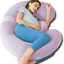 QUEEN ROSE Cooling Pregnancy Pillow, Maternity Body Pillow, Wedge, Purple | E shaped pregnancy pillow for sleeping with detachable wedge support, made for pregnant women and side sleepers