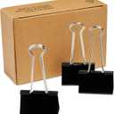Amazon Basics Sturdy Binder Clips for Office Use, 48 Count (4 Pack of 12), Large, 2 in, Black