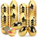 Skirfy Fillable Easter Eggs 3.15" Inch (12 Pack) with Hinge Bulk Golden Bright Plastic Easter Eggs, Perfect for Easter Egg Hunt,Birthday Party Favor