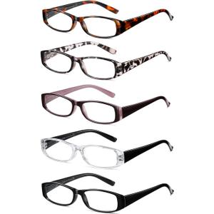 Reading Glasses Blue Light Blocking, 5-Pack Reading Glasses for Women with Comfort Spring Hinges, Anti UV/Glare Readers 1.75