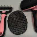 3PCS Self Cleaning Slicker Brush & Pet Grooming Rake & Bath Brush for Dogs,Cats and Horses | Double-Sided Dematting Comb & Skin Friendly Deshedding Grooming Tool | Pet Supplies (Light Pink Black)