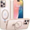 TORRAS Desert Titanium for iPhone 16 Pro Max Case, [Military Grade Drop Tested][Fit for MagSafe] [Built-in Stand] Translucent Slim Soft Edge Case for iPhone 16 Pro 6.9" 2024, Rose Gold