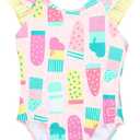 RuffleButts Baby/Toddler Girls Ruffle Strap One Piece Swimsuit w/UPF 50+ Sun Protection (2T, Ice Cream Social)