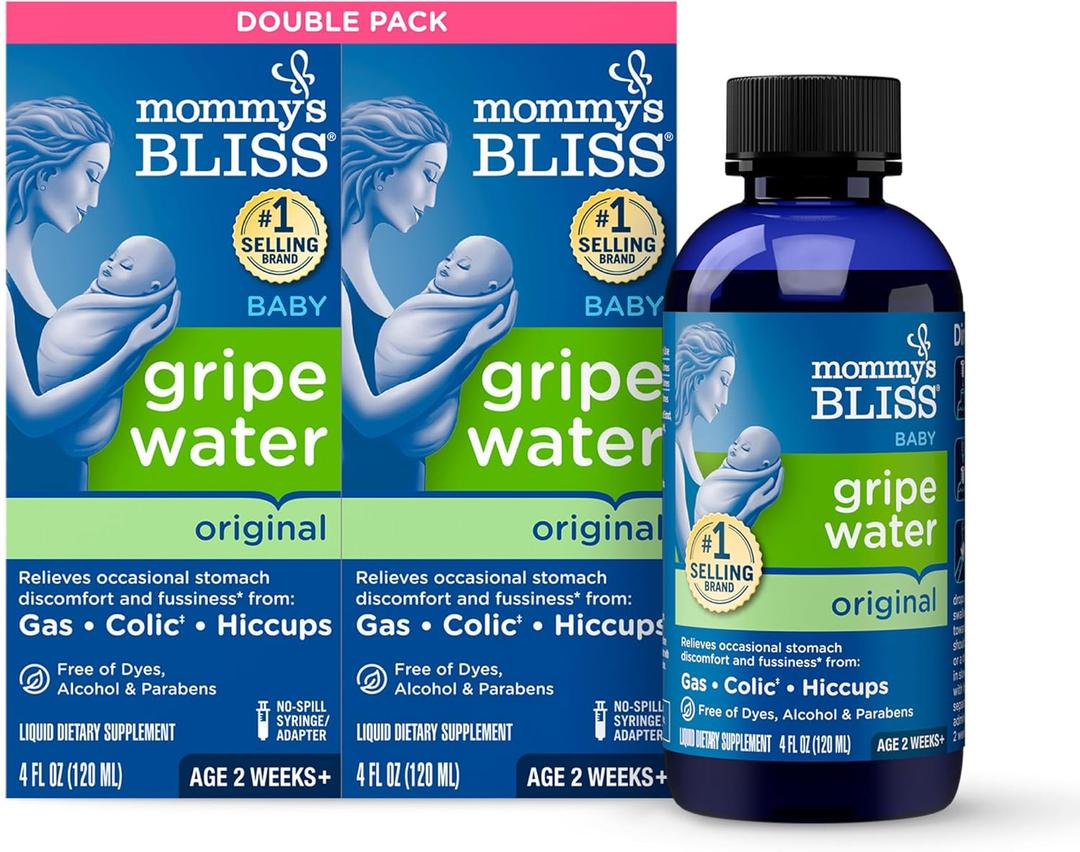 Mommy's Bliss Original Gripe Water, Gas and Colic Relief, Gentle and Safe, Made for Infants, 2 Weeks+, 8 Fl Oz (2 Bottles)