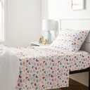Amazon Basics Kid's Soft Easy-Wash Microfiber 3-Piece Sheet Set, Twin, Multi-Color Butterflies, Butterfly Friends, Printed