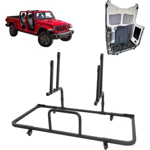 SUNPIE Upgraded Sliding Hard Top Carrier Freedom Panel Storage Rack Compatible with Jeep Wrangler 1987-2025 YJ TJ JK JKU JL JLU 2 Doors 4 Doors Movable Cart with Suction Cup to Secure Rear Window