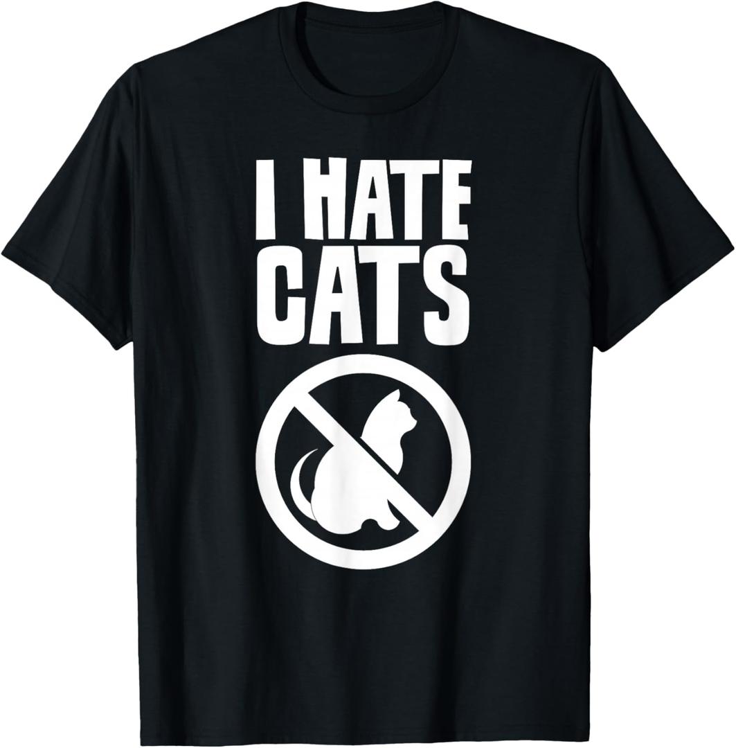 I Hate Cats Dog Lovers Puppy Sayings Animal T-Shirt, Size Large