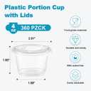Lamosi 360 Set 4 oz Jello Shot Cups with Lids, Small Plastic Condiment Cups | Food Safe Disposable Souffl Storage Portion Containers for Salad, Dressing, Sauce, Dipping, Snacks