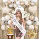 Birthday Decorations for Women, Champagne Gold Birthday Decortion White Beige Neutral Cream Gold Latex Balloons Banner Fringe Curtain for Women Girls Boho Party Supplies