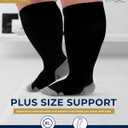 2 x Pembrook Plus Size Compression Socks Wide Calf - Up to 6XL | Black Wide Calf Compression Socks Women Plus Size | Circulation Support (3X-Large)
