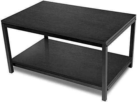 Amazon.com: YSSOA 31x20x16 inch Home Table with Storage Shelf for Living Room and Office, Easy Assembly, Black, 2-Tier : Home & Kitchen