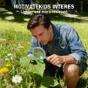 Lakei Magnifying Glass 10X Handheld Reading Magnifying Glass, 90mm Shatter Resistant Lens, Non-Slip Rubber Handle, Suitable for Elderly Reading, Natural Exploration and Science Hobby(Black)